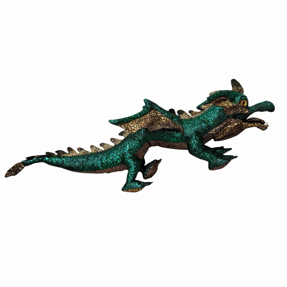 The Puppet Company Green Gold Dragon‎ Shimmery Wings Hand Puppet 28" Plush